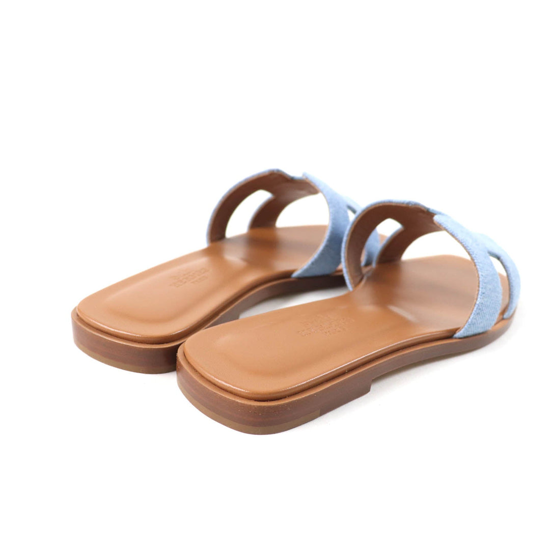 HERMES Sandals Main: Denim, Part: Leather Indigo Oran Women 35 Used Authentic