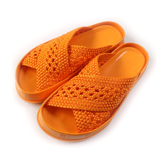FENDI Sandals Rubber, Fabric Orange reflection Women 36 Used Authentic