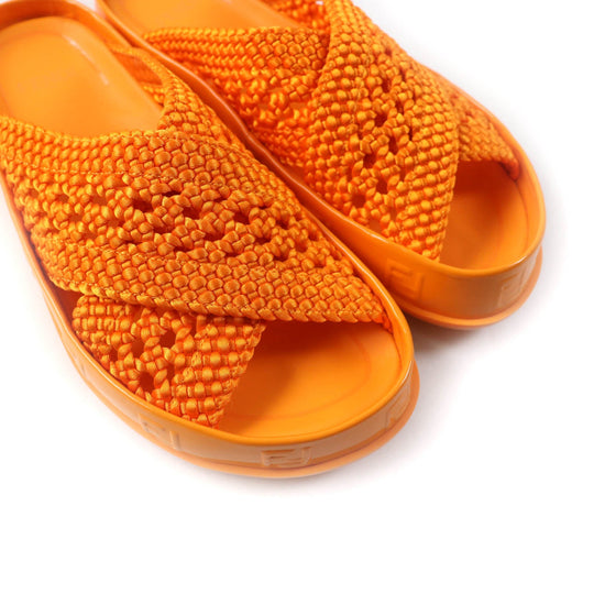 FENDI Sandals Rubber, Fabric Orange reflection Women 36 Used Authentic