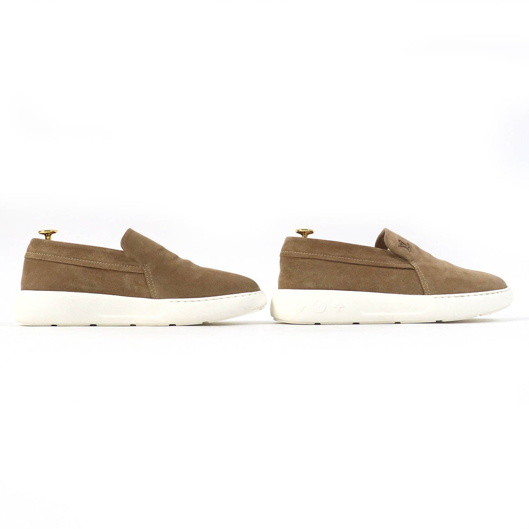 LOUIS VUITTON Slip-on 1ACFAE Main: Suede leather beige Pacific Line mens 6 Used Authentic