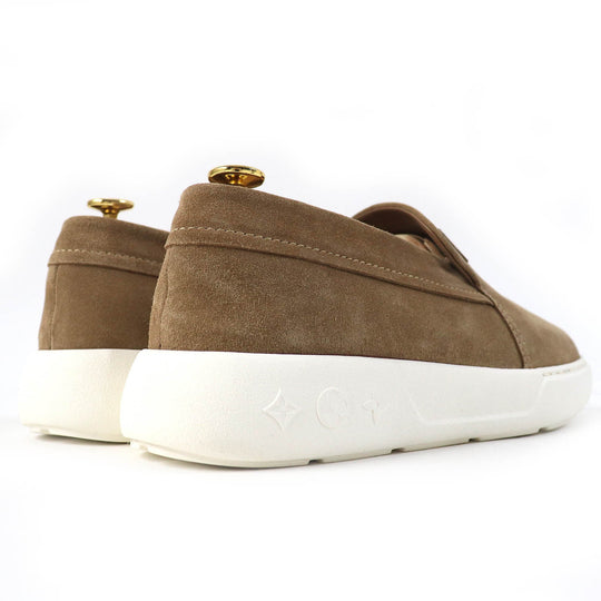 LOUIS VUITTON Slip-on 1ACFAE Main: Suede leather beige Pacific Line mens 6 Used Authentic
