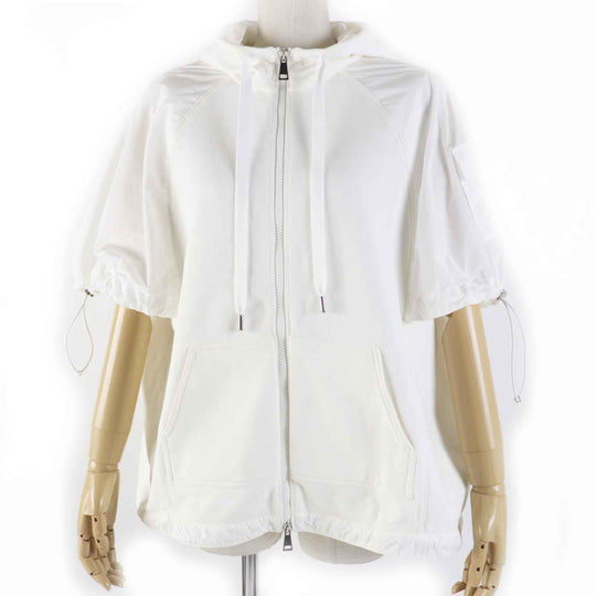 MONCLER Hoodie Outer: 92% cotton, Outer: 8% nylon, Part: 100% nylon, Part: 92% cotton, Part: 8% nylon white ZIP UP HOODIE Women XS Used Authentic