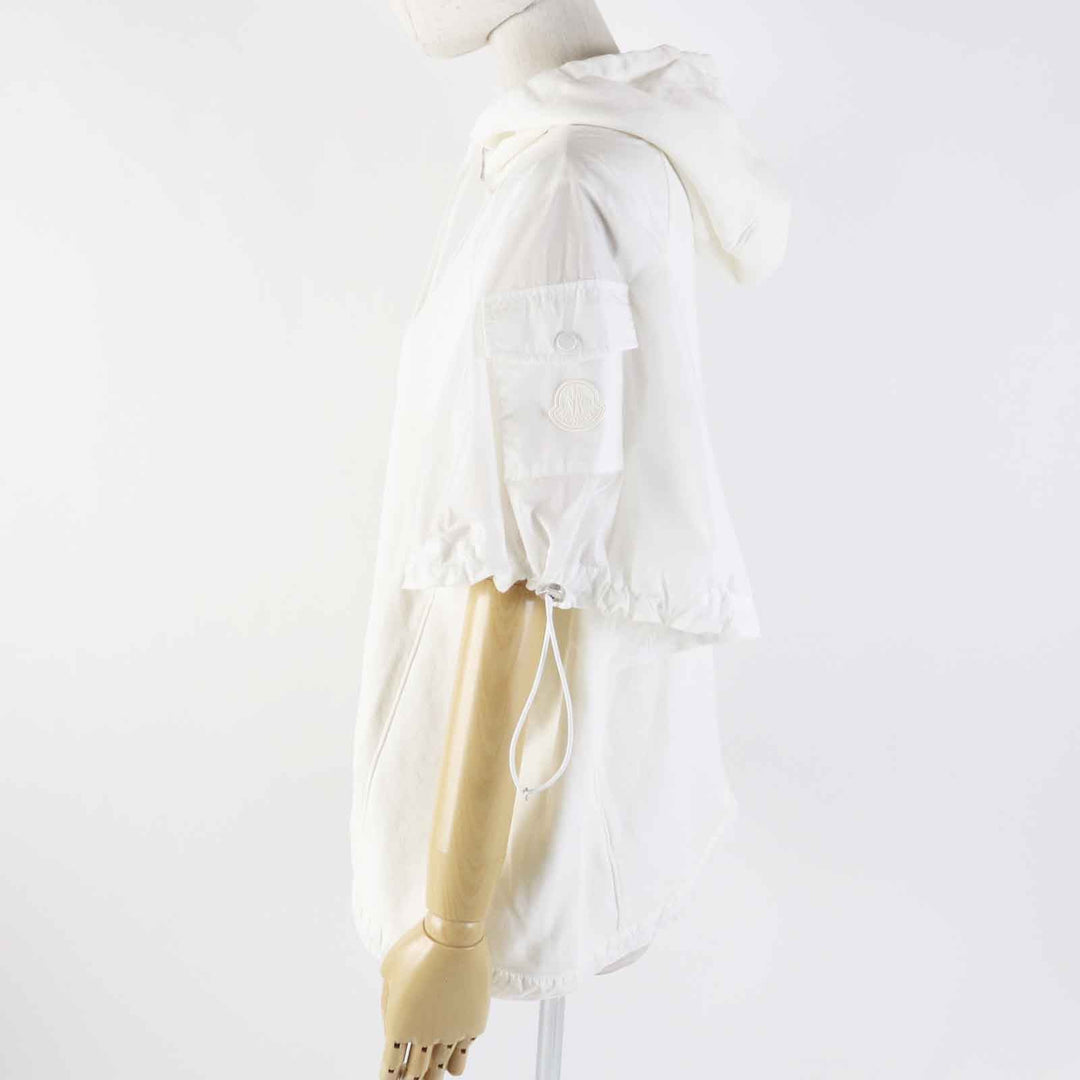 MONCLER Hoodie Outer: 92% cotton, Outer: 8% nylon, Part: 100% nylon, Part: 92% cotton, Part: 8% nylon white ZIP UP HOODIE Women XS Used Authentic
