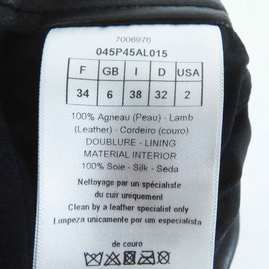 Christian Dior Shorts 045P45AL015 Outer: 100% lamb leather, lining: 100% silk black Women 38 Used Authentic