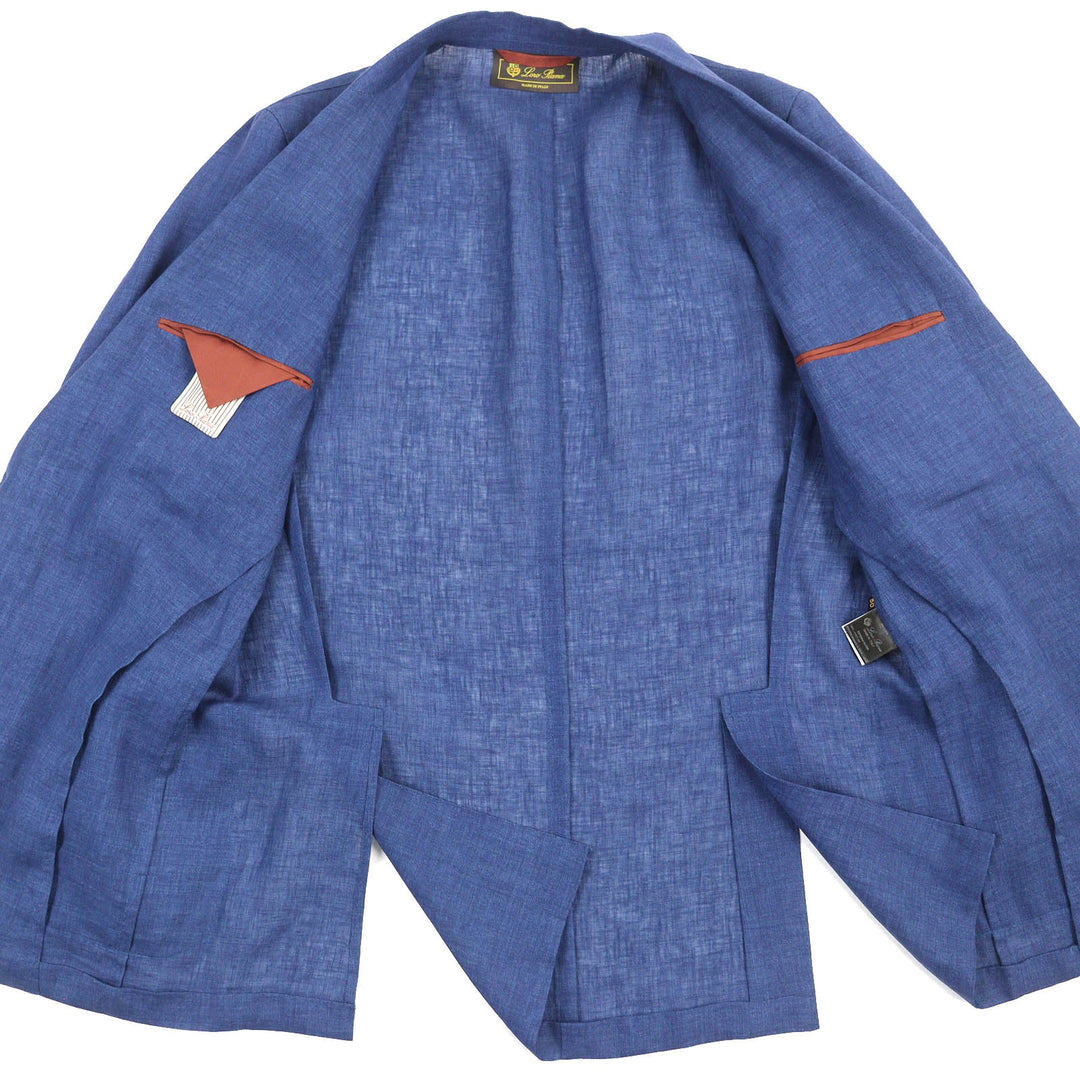 Loro Piana tailored jacket FAE3817 Main: 100% linen, sleeve lining: 100% cupra Navy blue mens 50 Used Authentic