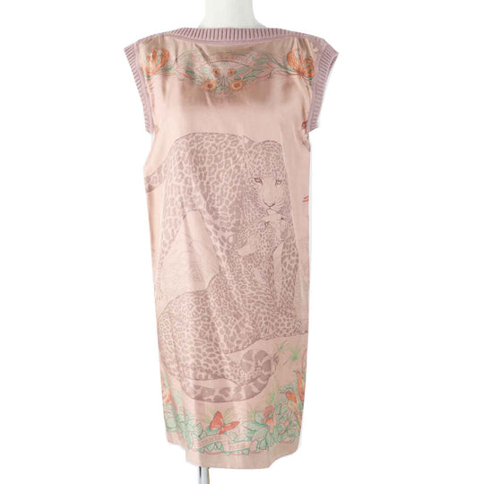 HERMES one piece Main: 100% silk, Main: 100% alpaca pink JUNGLE LOVE Women 36 Used Authentic