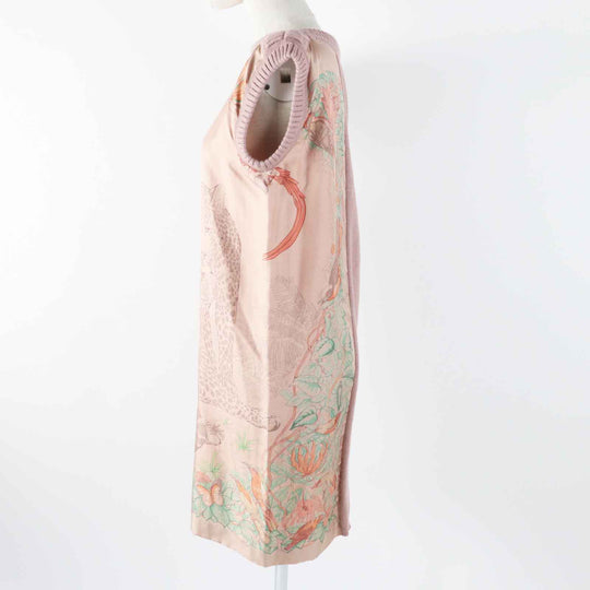 HERMES one piece Main: 100% silk, Main: 100% alpaca pink JUNGLE LOVE Women 36 Used Authentic