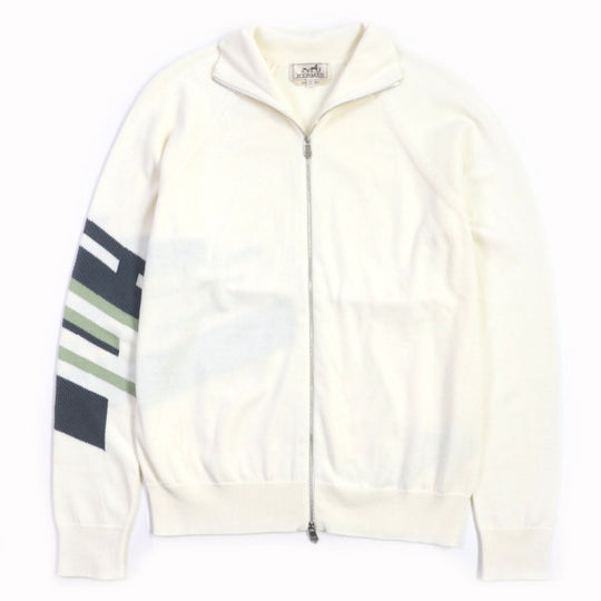HERMES cardigan Main: 90% cotton, Main: 9% cashmere, Main: 1% wool Ivory mens S Used Authentic