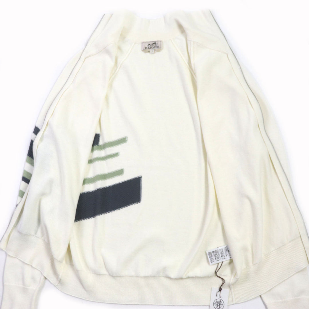 HERMES cardigan Main: 90% cotton, Main: 9% cashmere, Main: 1% wool Ivory mens S Used Authentic