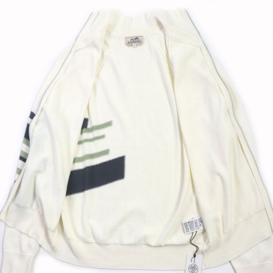 HERMES cardigan Main: 90% cotton, Main: 9% cashmere, Main: 1% wool Ivory mens S Used Authentic