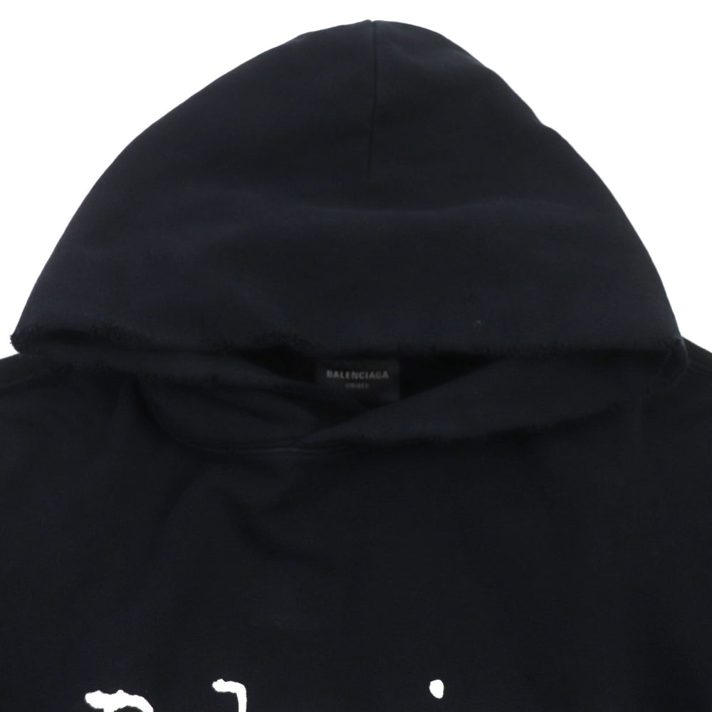 BALENCIAGA Hoodie 739024 Main: 100% cotton black mens L Used Authentic