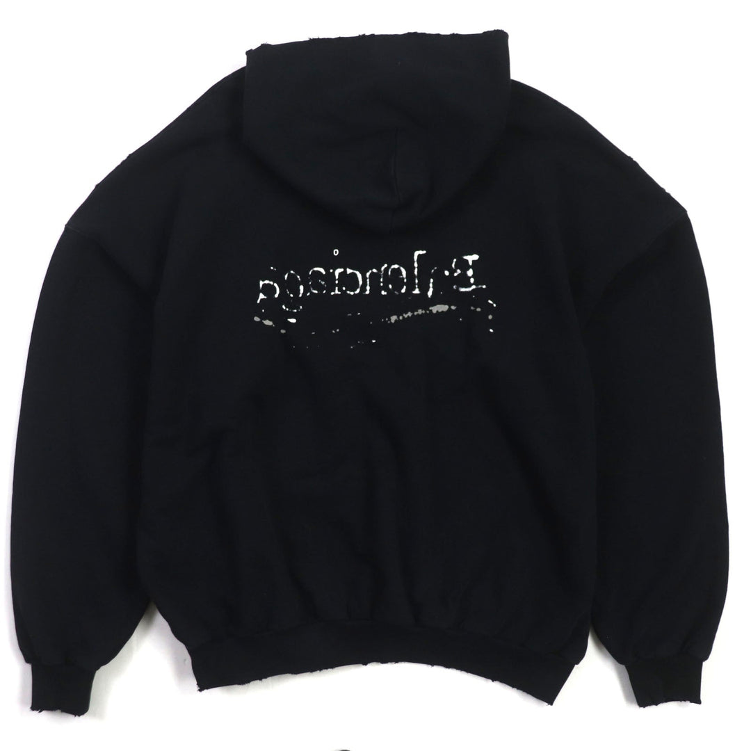 BALENCIAGA Hoodie 739024 Main: 100% cotton black mens L Used Authentic