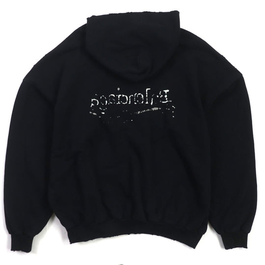 BALENCIAGA Hoodie 739024 Main: 100% cotton black mens L Used Authentic