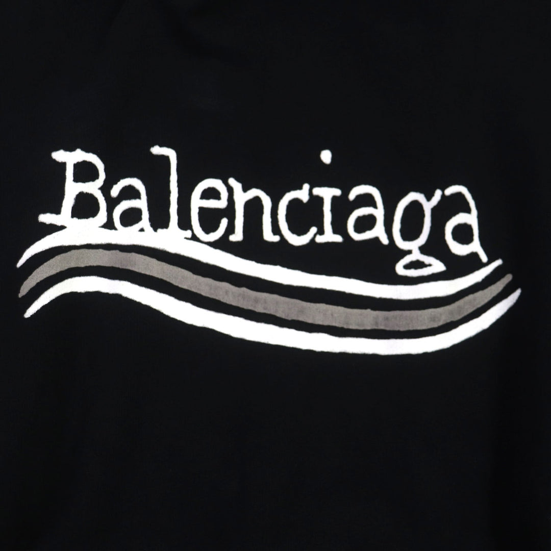 BALENCIAGA Hoodie 739024 Main: 100% cotton black mens L Used Authentic