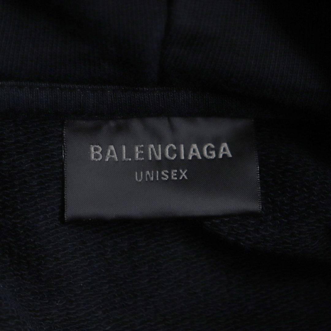 BALENCIAGA Hoodie 739024 Main: 100% cotton black mens L Used Authentic