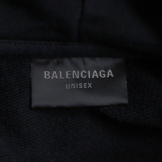 BALENCIAGA Hoodie 739024 Main: 100% cotton black mens L Used Authentic