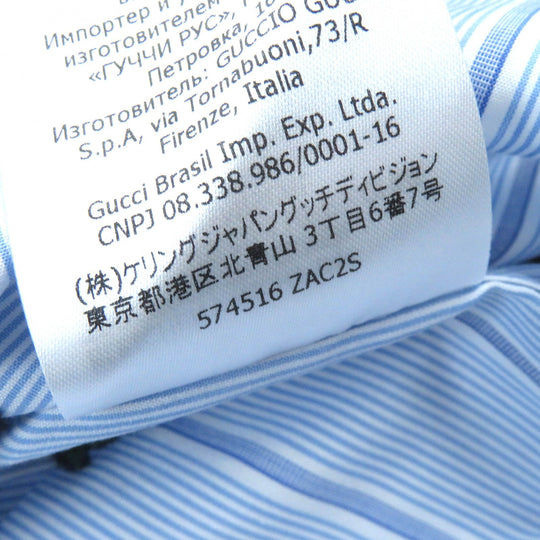 GUCCI Long sleeve shirt 574516 Main: 100% cotton Light Blue White Green mens 46|18 Used Authentic