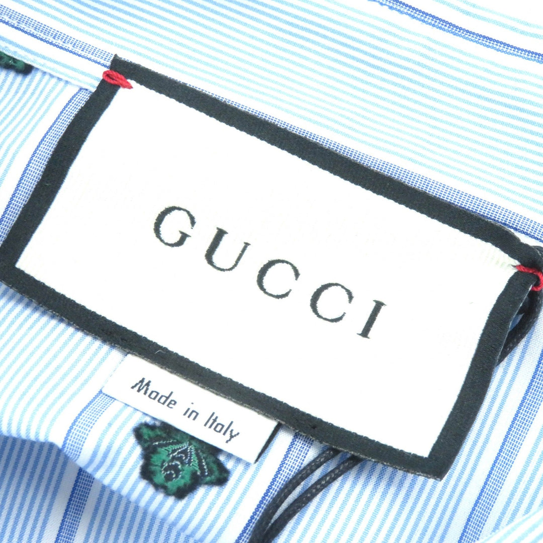 GUCCI Long sleeve shirt 574516 Main: 100% cotton Light Blue White Green mens 46|18 Used Authentic