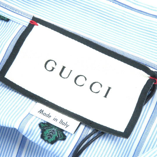 GUCCI Long sleeve shirt 574516 Main: 100% cotton Light Blue White Green mens 46|18 Used Authentic