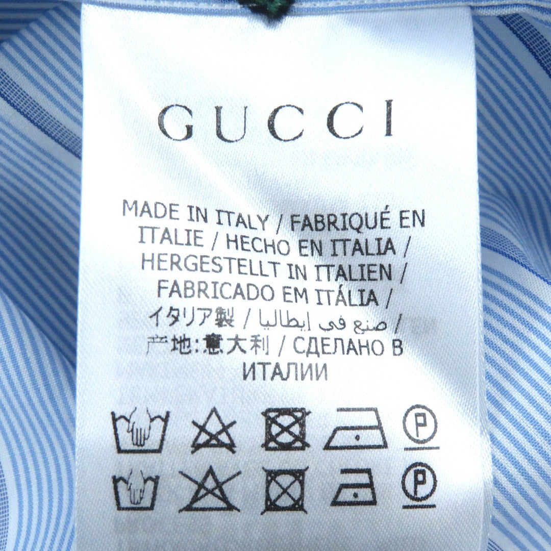 GUCCI Long sleeve shirt 574516 Main: 100% cotton Light Blue White Green mens 46|18 Used Authentic