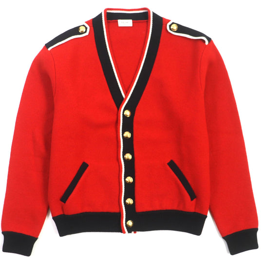 CELINE cardigan 2A119370D Main: 100% wool, some: 75% cotton, some: 25% cashmere, some: 100% cotton, some: 97% cotton Red black Teddy mens M Used Authentic