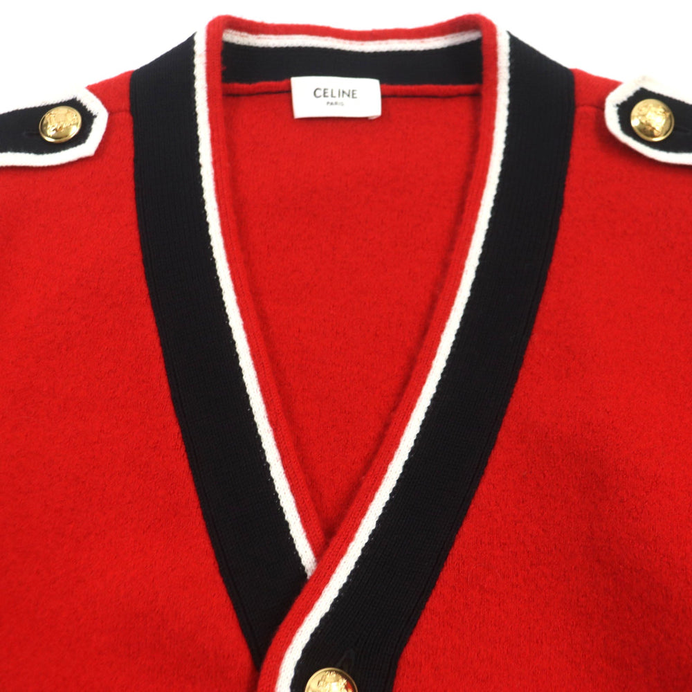 CELINE cardigan 2A119370D Main: 100% wool, some: 75% cotton, some: 25% cashmere, some: 100% cotton, some: 97% cotton Red black Teddy mens M Used Authentic