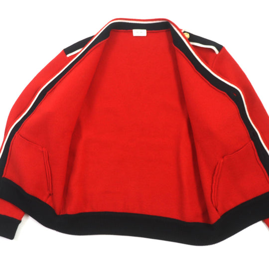 CELINE cardigan 2A119370D Main: 100% wool, some: 75% cotton, some: 25% cashmere, some: 100% cotton, some: 97% cotton Red black Teddy mens M Used Authentic