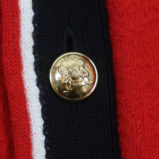 CELINE cardigan 2A119370D Main: 100% wool, some: 75% cotton, some: 25% cashmere, some: 100% cotton, some: 97% cotton Red black Teddy mens M Used Authentic