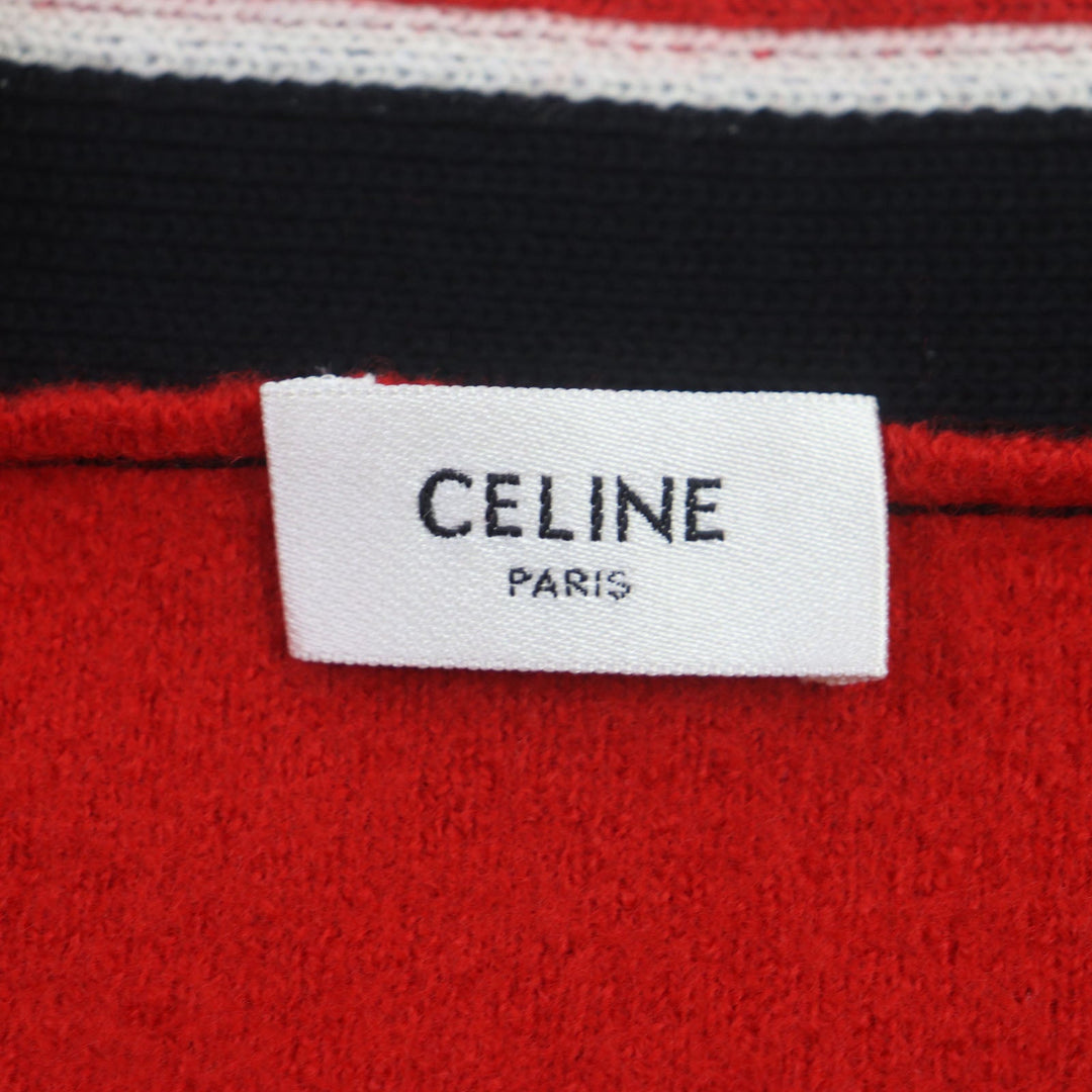 CELINE cardigan 2A119370D Main: 100% wool, some: 75% cotton, some: 25% cashmere, some: 100% cotton, some: 97% cotton Red black Teddy mens M Used Authentic
