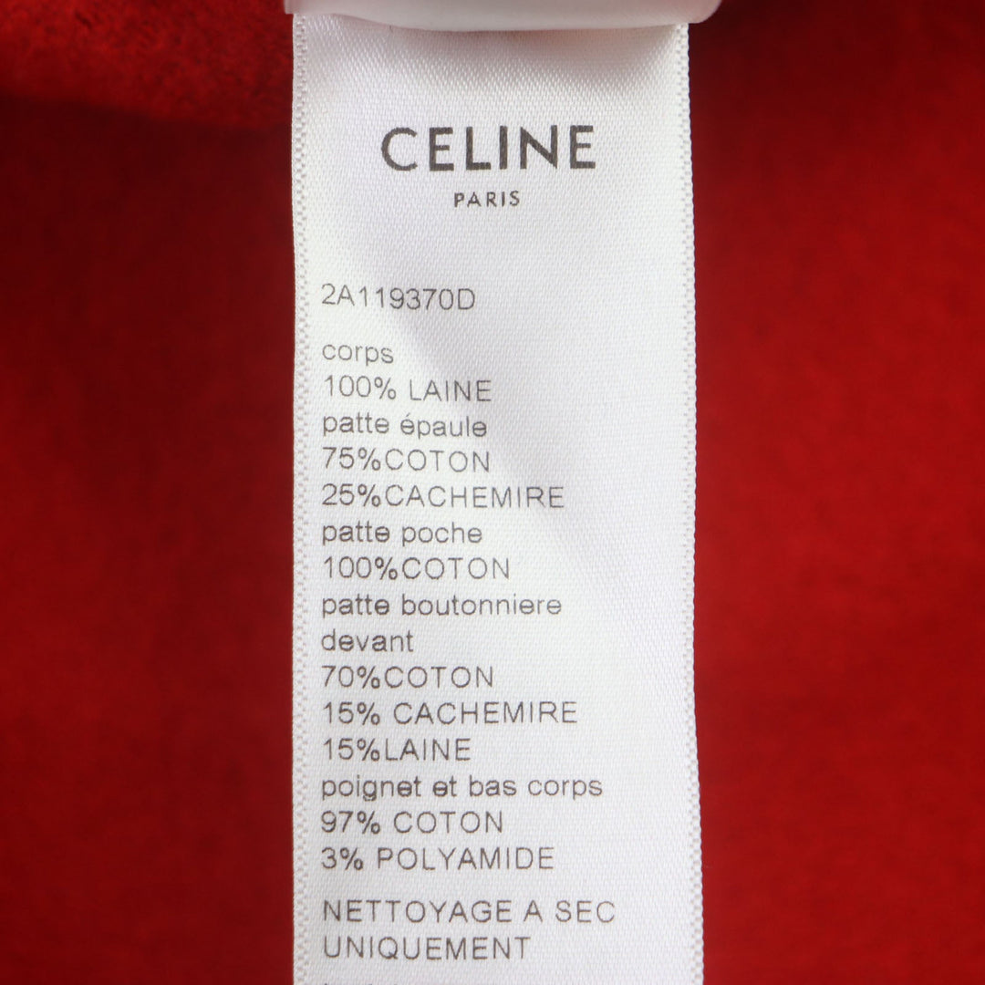 CELINE cardigan 2A119370D Main: 100% wool, some: 75% cotton, some: 25% cashmere, some: 100% cotton, some: 97% cotton Red black Teddy mens M Used Authentic