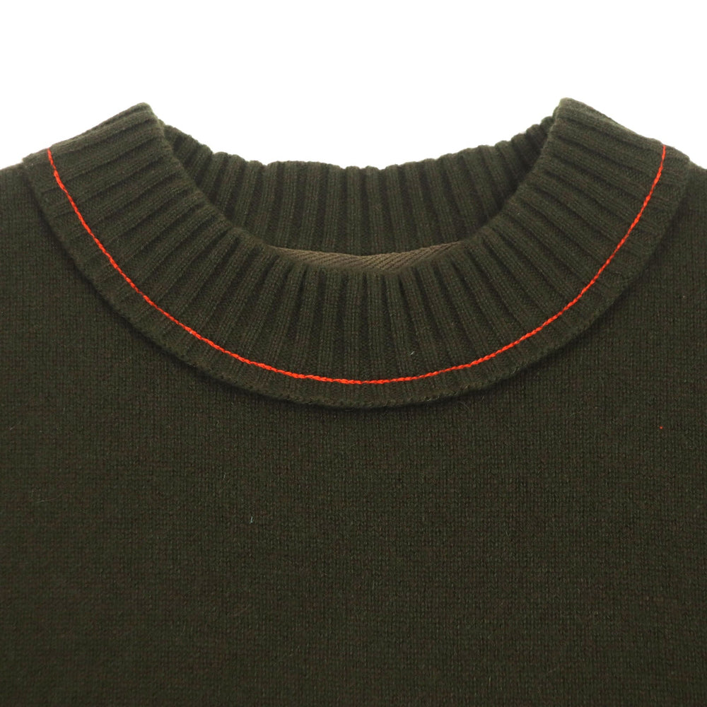 Sacai sweater 22-02860M Main: 52% cashmere, Main: 45% cotton, Main: 2% nylon, Main: 1% polyurethane Khaki orange S Studs Cashmere Knit Pullover mens 2 Used Authentic