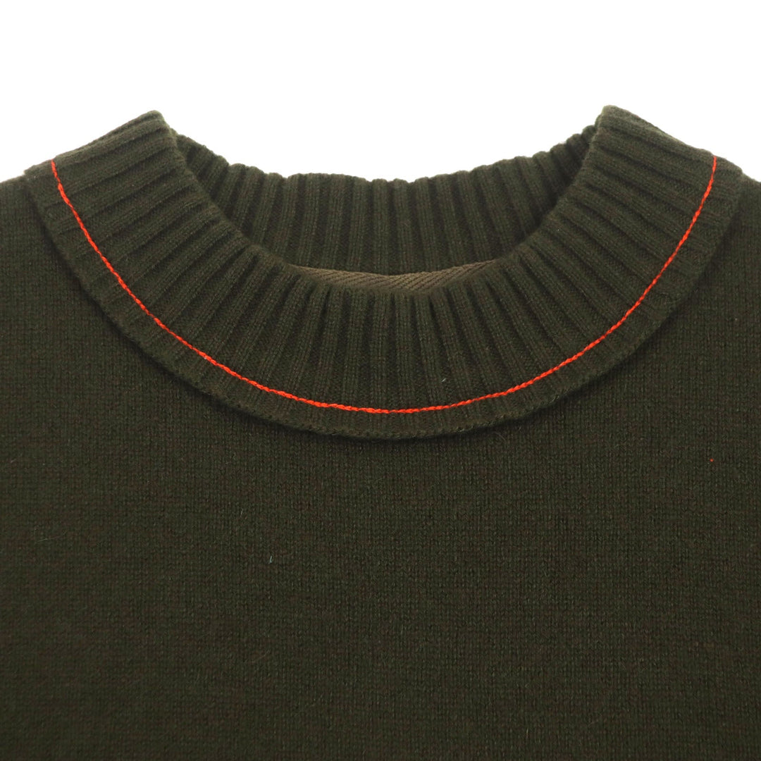 Sacai sweater 22-02860M Main: 52% cashmere, Main: 45% cotton, Main: 2% nylon, Main: 1% polyurethane Khaki orange S Studs Cashmere Knit Pullover mens 2 Used Authentic
