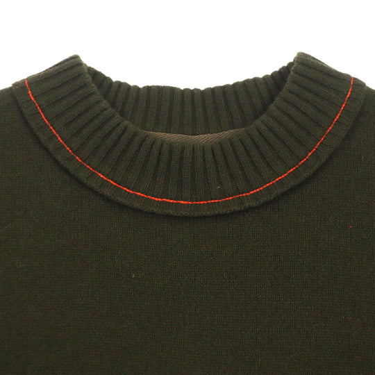 Sacai sweater 22-02860M Main: 52% cashmere, Main: 45% cotton, Main: 2% nylon, Main: 1% polyurethane Khaki orange S Studs Cashmere Knit Pullover mens 2 Used Authentic