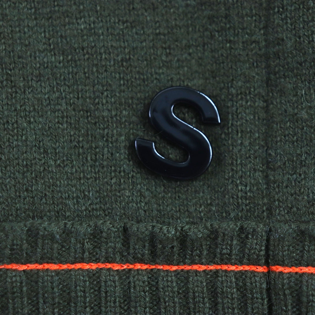 Sacai sweater 22-02860M Main: 52% cashmere, Main: 45% cotton, Main: 2% nylon, Main: 1% polyurethane Khaki orange S Studs Cashmere Knit Pullover mens 2 Used Authentic