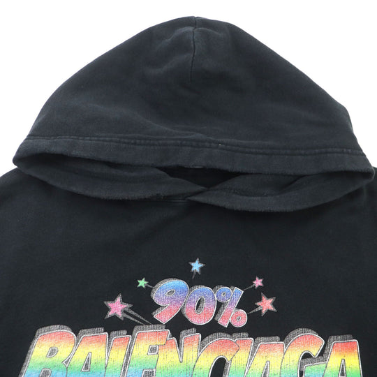 BALENCIAGA Hoodie 674986 Main: 100% cotton black mens L Used Authentic