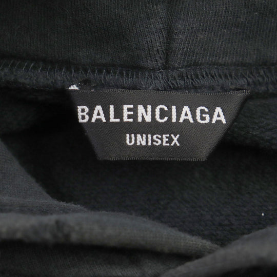 BALENCIAGA Hoodie 674986 Main: 100% cotton black mens L Used Authentic