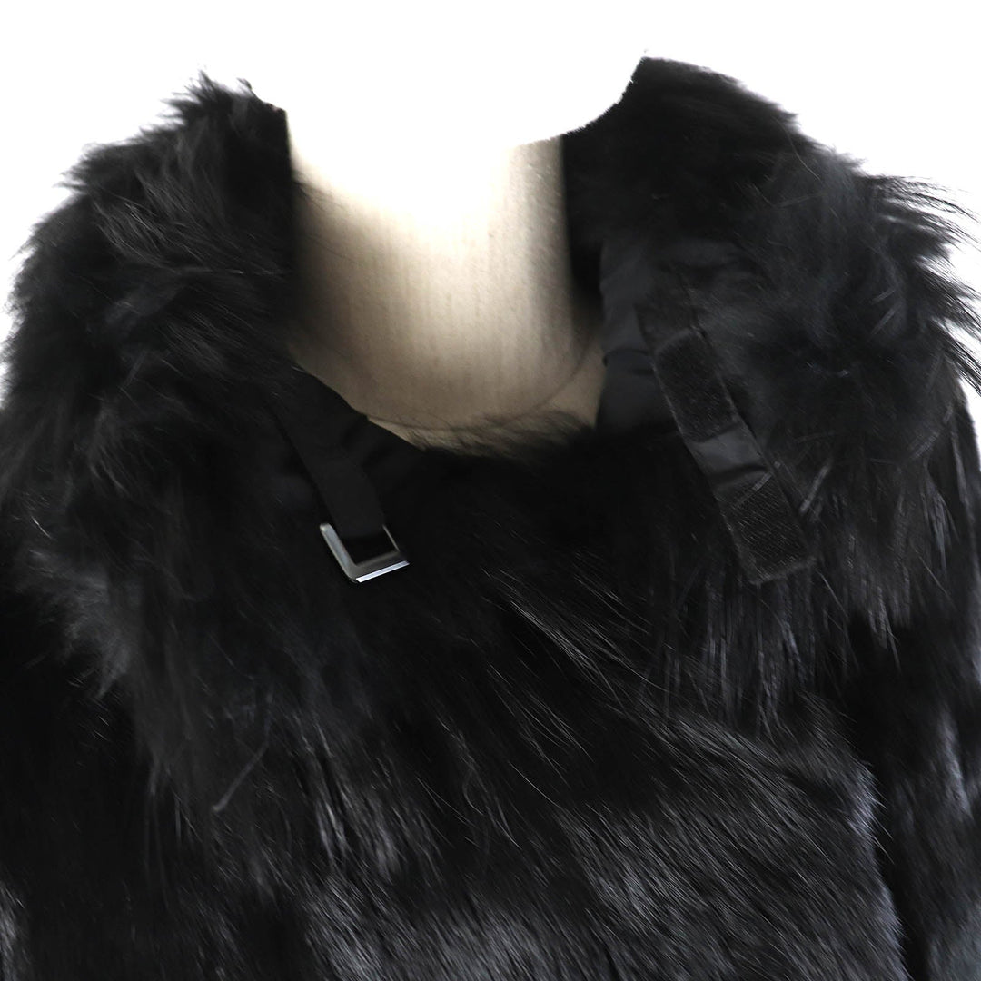 theory coat Outer: 99% nylon, Outer: 11% polyurethane, Lining: 100% rabbit, Filling: 100% polyester, Part: 100% raccoon black Women 2 Used Authentic