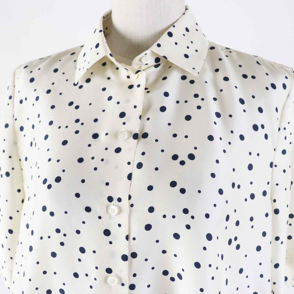 Christian Dior Short sleeve shirt 141B61A6764 Main: 100% silk Ivory navy Women 38 Used Authentic