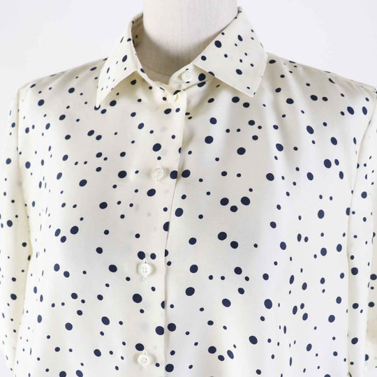 Christian Dior Short sleeve shirt 141B61A6764 Main: 100% silk Ivory navy Women 38 Used Authentic