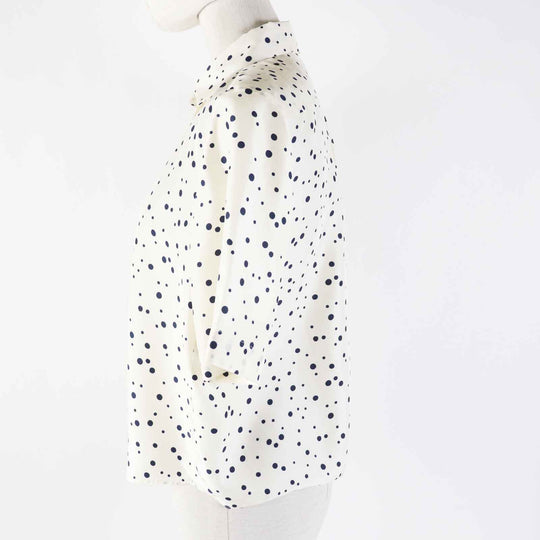Christian Dior Short sleeve shirt 141B61A6764 Main: 100% silk Ivory navy Women 38 Used Authentic