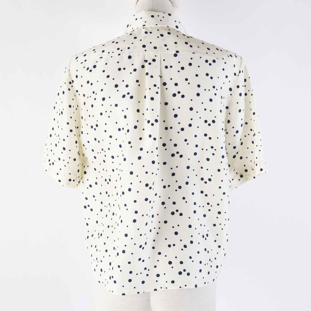 Christian Dior Short sleeve shirt 141B61A6764 Main: 100% silk Ivory navy Women 38 Used Authentic