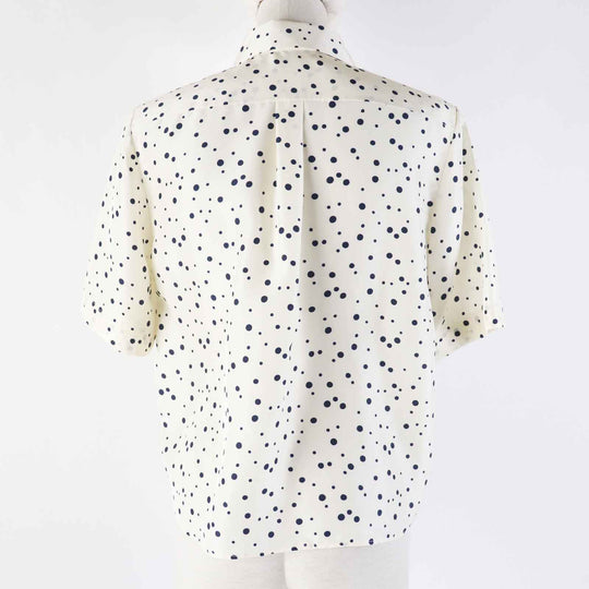 Christian Dior Short sleeve shirt 141B61A6764 Main: 100% silk Ivory navy Women 38 Used Authentic