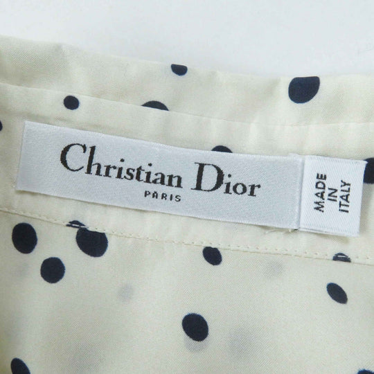 Christian Dior Short sleeve shirt 141B61A6764 Main: 100% silk Ivory navy Women 38 Used Authentic