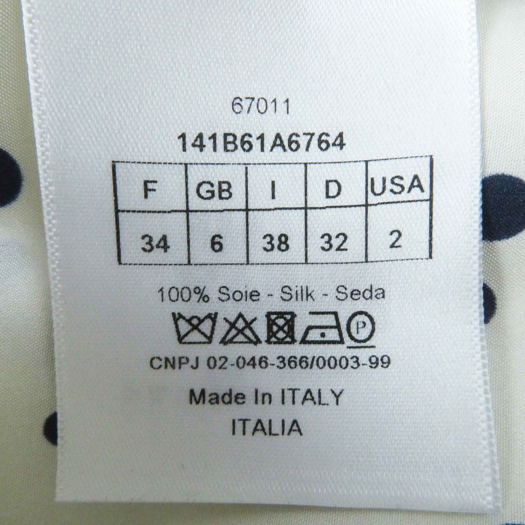 Christian Dior Short sleeve shirt 141B61A6764 Main: 100% silk Ivory navy Women 38 Used Authentic