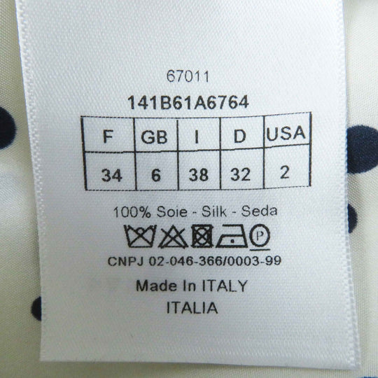 Christian Dior Short sleeve shirt 141B61A6764 Main: 100% silk Ivory navy Women 38 Used Authentic