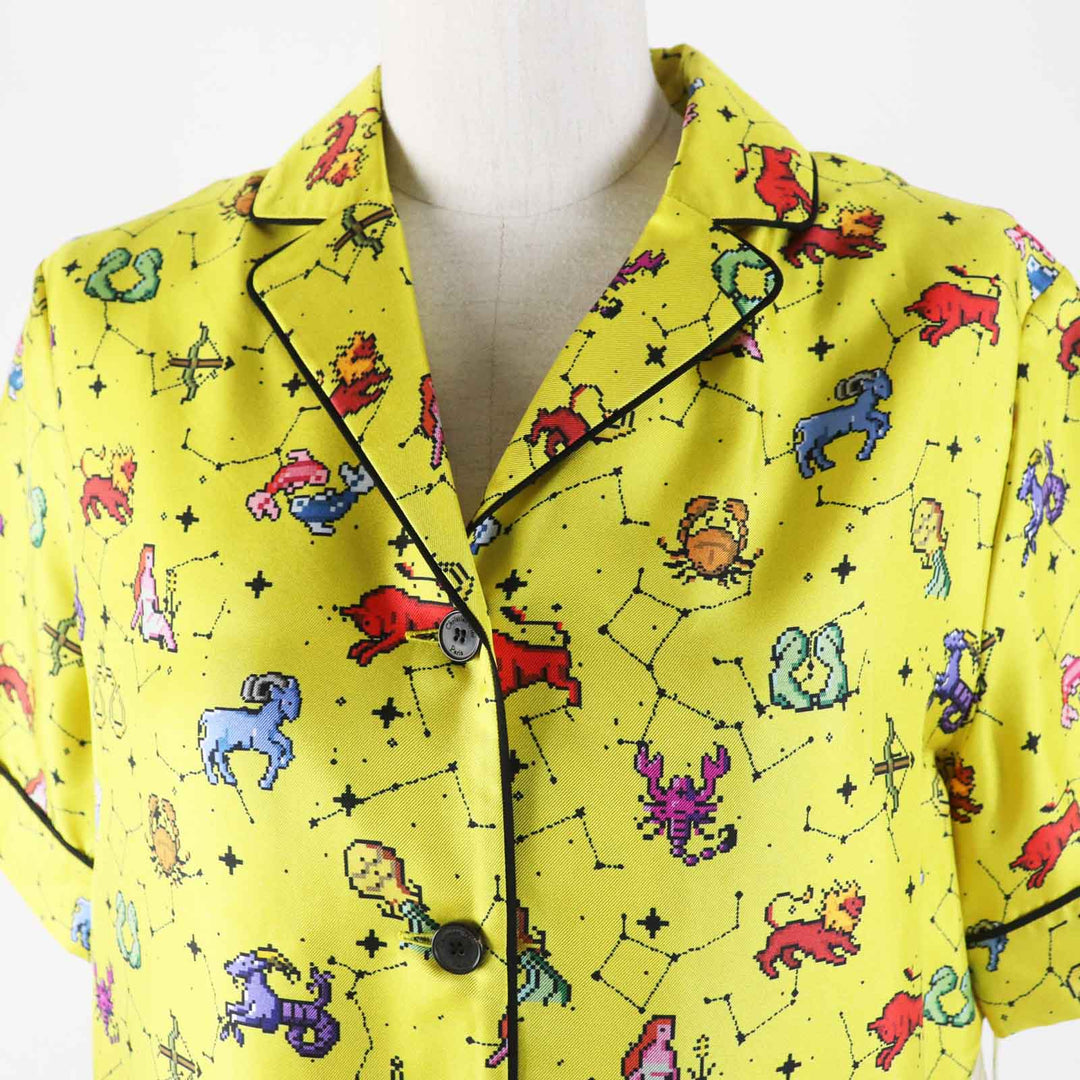 Christian Dior Short sleeve shirt 241V29A6633 Main: 100% silk yellow Women 38 Used Authentic