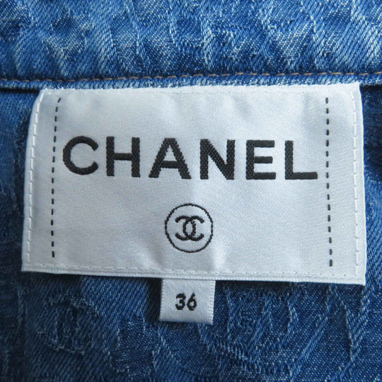 CHANEL coat P45071 Main: 100% cotton, some parts: 65% polyester, some parts: 35% cotton Indigo blue Women 36 Used Authentic