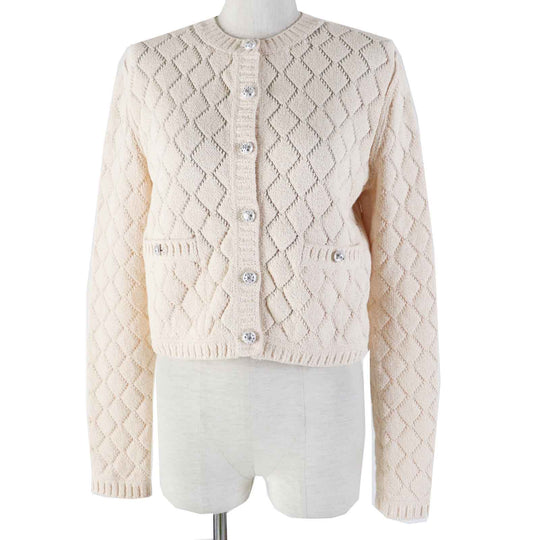 CHANEL cardigan 23S P74515 Outer: 86% cotton, Outer: 14% polyamide, Part: 78% cotton, Part: 21% polyamide, Part: 1% polyurethane Light orange Women 36 Used Authentic