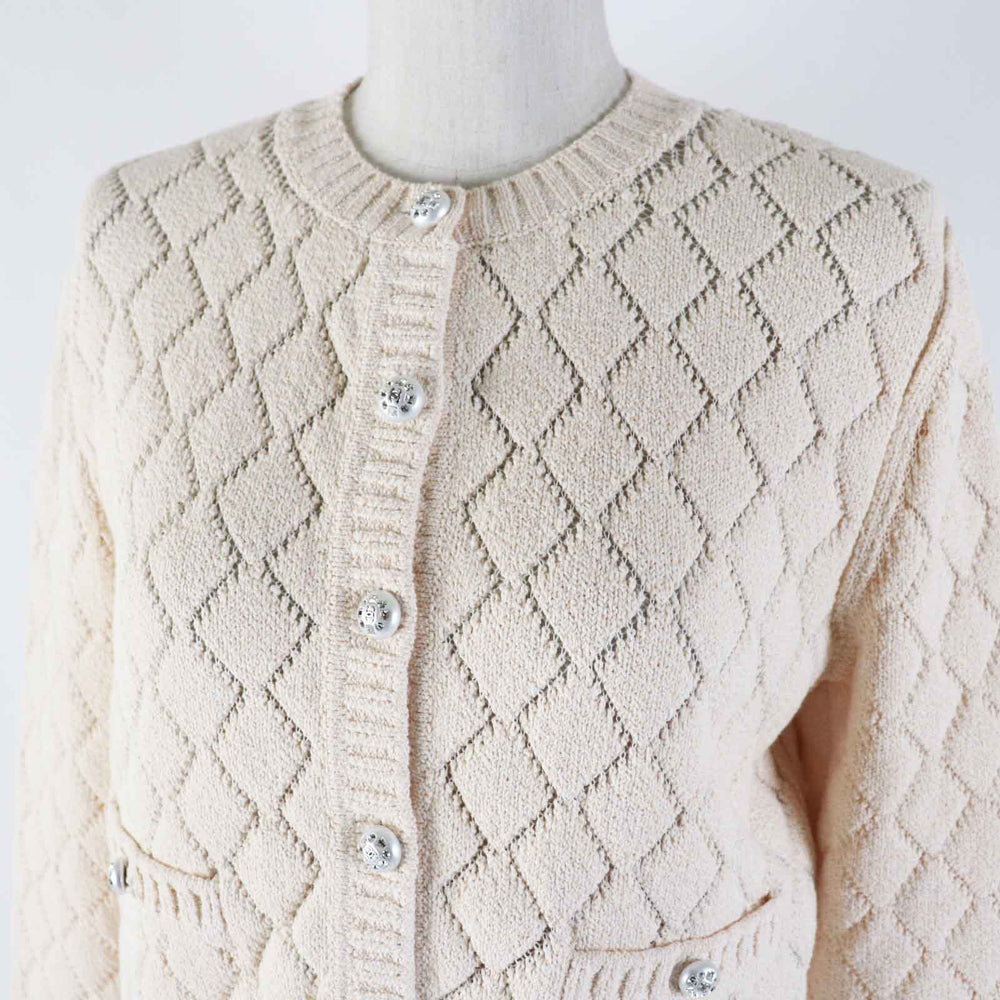 CHANEL cardigan 23S P74515 Outer: 86% cotton, Outer: 14% polyamide, Part: 78% cotton, Part: 21% polyamide, Part: 1% polyurethane Light orange Women 36 Used Authentic