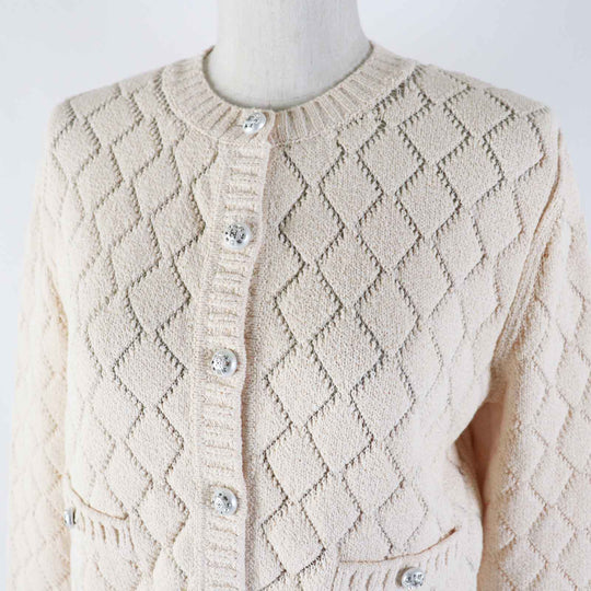 CHANEL cardigan 23S P74515 Outer: 86% cotton, Outer: 14% polyamide, Part: 78% cotton, Part: 21% polyamide, Part: 1% polyurethane Light orange Women 36 Used Authentic